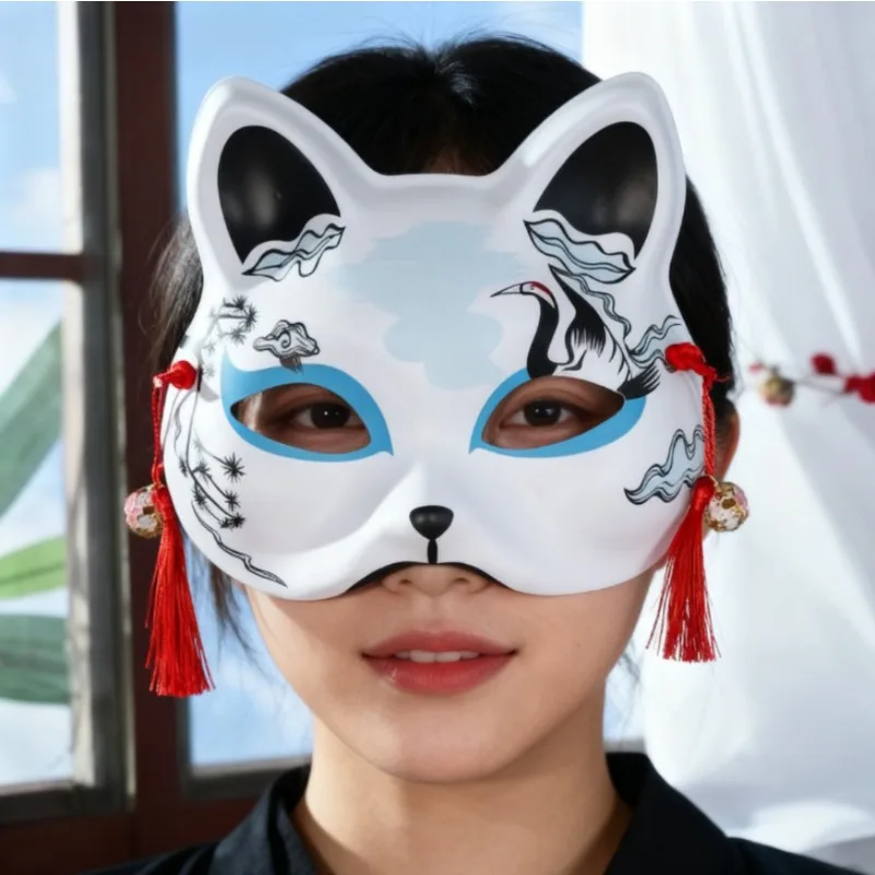demi masque chat japonais fait à la main | masque de cosplay kitsune en dentelle élégante | masque de style vintage | pour la fête de noël sur scène demi masque chat japonais fait à la main | masque de cosplay kitsune en dentelle élégante | masque de style vintage | pour la fête de noël sur scène