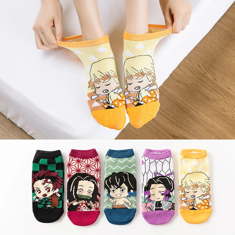chaussettes courtes demon slayer kimetsu no yaiba, accessoires de cosplay anime, dessins animés kamado tanjirou kamado nezuko, chaussettes en coton hall chaussettes courtes demon slayer kimetsu no yaiba, accessoires de cosplay anime, dessins animés kamado tanjirou kamado nezuko, chaussettes en coton hall