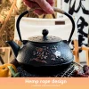 bisinna théière en fonte avec passoire à thé en acier inoxydable bouilloire à eau tasse pour camping en plein air loisirs patio thé bouillant