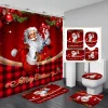 navidad joyeux noël décor rideau de douche santa elk noël imperméable polyester rideau de bain nouvel an chambre rideaux