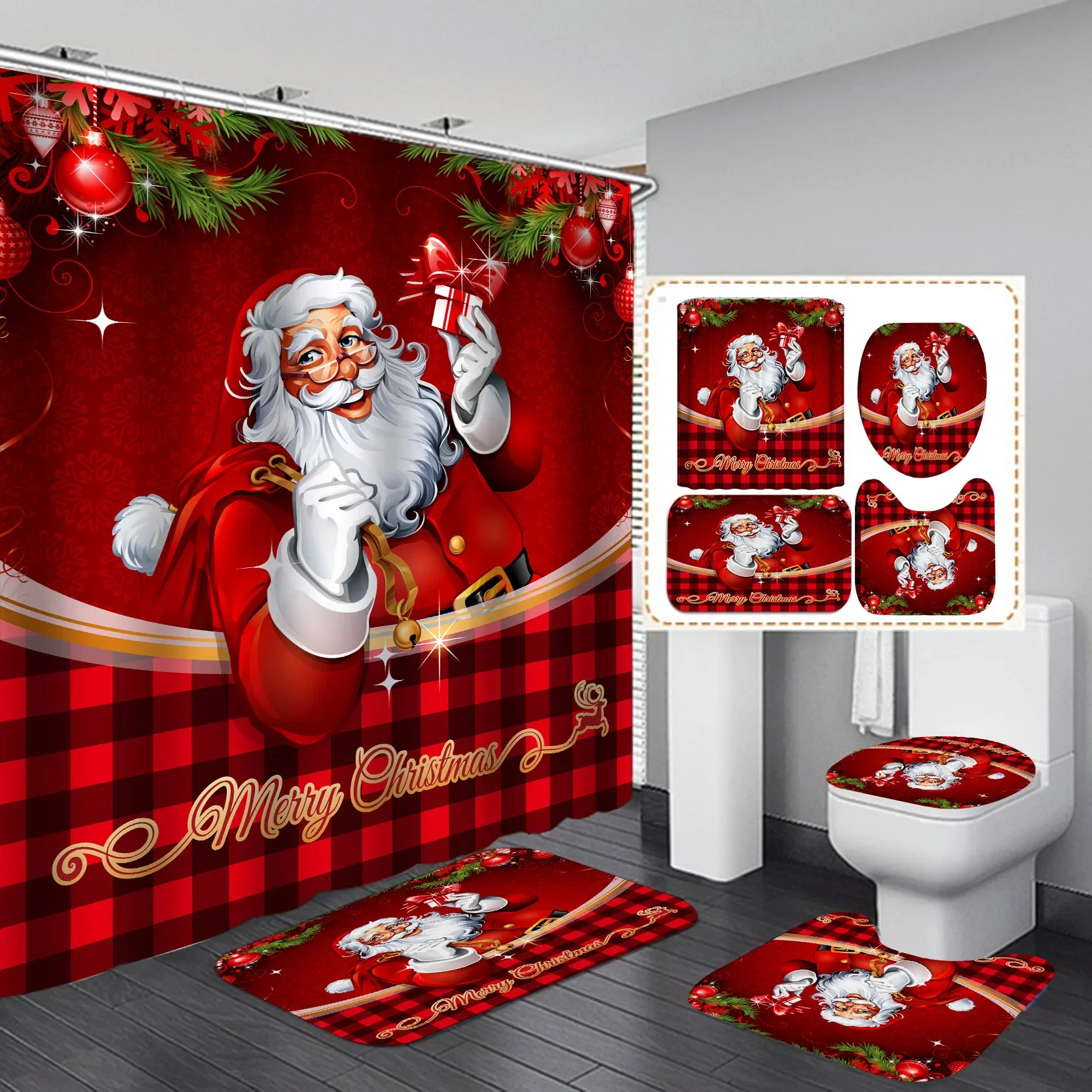 navidad joyeux noël décor rideau de douche santa elk noël imperméable polyester rideau de bain nouvel an chambre rideaux navidad joyeux noël décor rideau de douche santa elk noël imperméable polyester rideau de bain nouvel an chambre rideaux