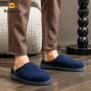 pantoufles chaudes pour hommes, semelle en tpr, mousse à mémoire de forme, coussin doux, design à rayures antidérapantes, chaussures de maison confortables en velours côtelé