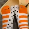 1/5 paires de chaussettes à motif d'anguille à bout fendu pour femmes et hommes, couvre pieds de dessin animé, bas à mi tube d'aquarium abstrait drôle
