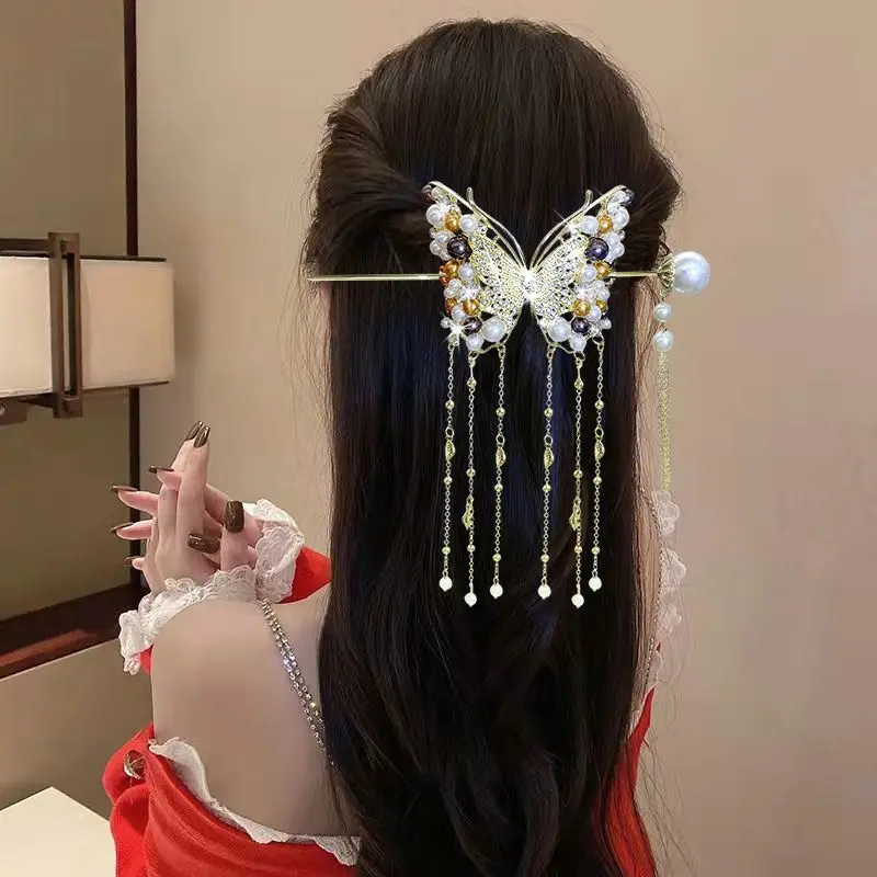pinces à friser pour femmes, bâtons de cheveux, style chinois, fleur, pompon, épingle à cheveux, outils de coiffure, accessoires pour cheveux féminins, nouveaux couvre chef pinces à friser pour femmes, bâtons de cheveux, style chinois, fleur, pompon, épingle à cheveux, outils de coiffure, accessoires pour cheveux féminins, nouveaux couvre chef