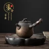 pot à poignée latérale en fer doré japonais, pot simple en céramique domestique, guidon, petite théière, service à thé kung fu, bouilloire à thé