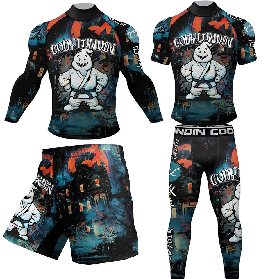 Jiu Jitsu hommes Kimono Mma T-shirt + pantalons ensembles Muay Thai Shorts Gi Bjj Rashguard pour hommes gymnastique maillots de boxe Kickboxing Sportsuit Jiu Jitsu hommes Kimono Mma T-shirt + pantalons ensembles Muay Thai Shorts Gi Bjj Rashguard pour hommes gymnastique maillots de boxe Kickboxing Sportsuit