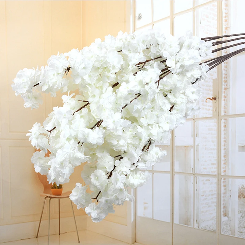 branches de fleurs de cerisier artificielles en soie sakura, 5 pièces, bricolage, décoration murale de fond de mariage, fête, maison, salon branches de fleurs de cerisier artificielles en soie sakura, 5 pièces, bricolage, décoration murale de fond de mariage, fête, maison, salon