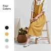 tablier en coton et lin pour femmes, dos croisé, pour travaux ménagers japonais, enveloppe de cuisson avec poche, robe de fleuriste, couleur unie, tablier de cuisine de jardin
