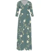 robe longue portefeuille pour femmes, col en v, manches 3/4, taille haute, mi longue, robes d'invitées de mariage élégantes avec ceinture