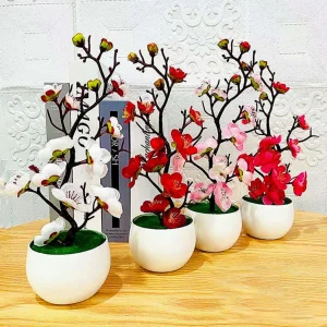 Bonsaï fleurs de prunier en soie, plante artificielle, fausses fleurs, Pot de fleurs, Branches d’arbre Sakura, décoration de salle de maison Bonsaï fleurs de prunier en soie, plante artificielle, fausses fleurs, Pot de fleurs, Branches d’arbre Sakura, décoration de salle de maison
