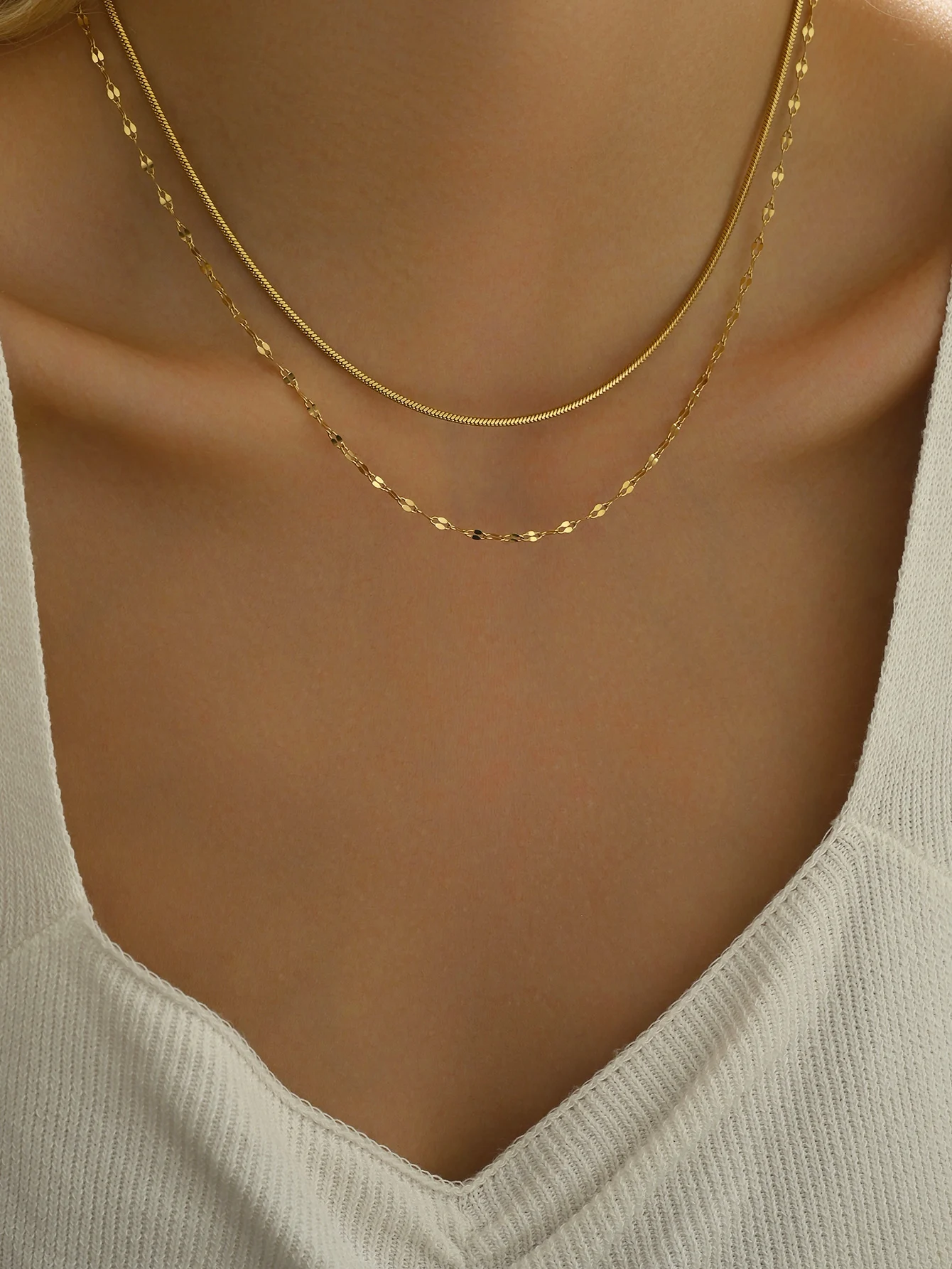Ensemble de colliers minimalistes en acier inoxydable pour femmes, bijoux quotidiens Ensemble de colliers minimalistes en acier inoxydable pour femmes, bijoux quotidiens
