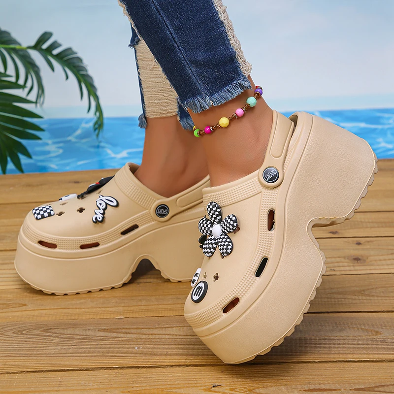 sandales à plateforme épaisse pour femmes, optique d'été, sabots astronomiques bricolage, chaussures de jardin, parker fermé, toboggans de plage coordonnants, mode 2024 sandales à plateforme épaisse pour femmes, optique d'été, sabots astronomiques bricolage, chaussures de jardin, parker fermé, toboggans de plage coordonnants, mode 2024