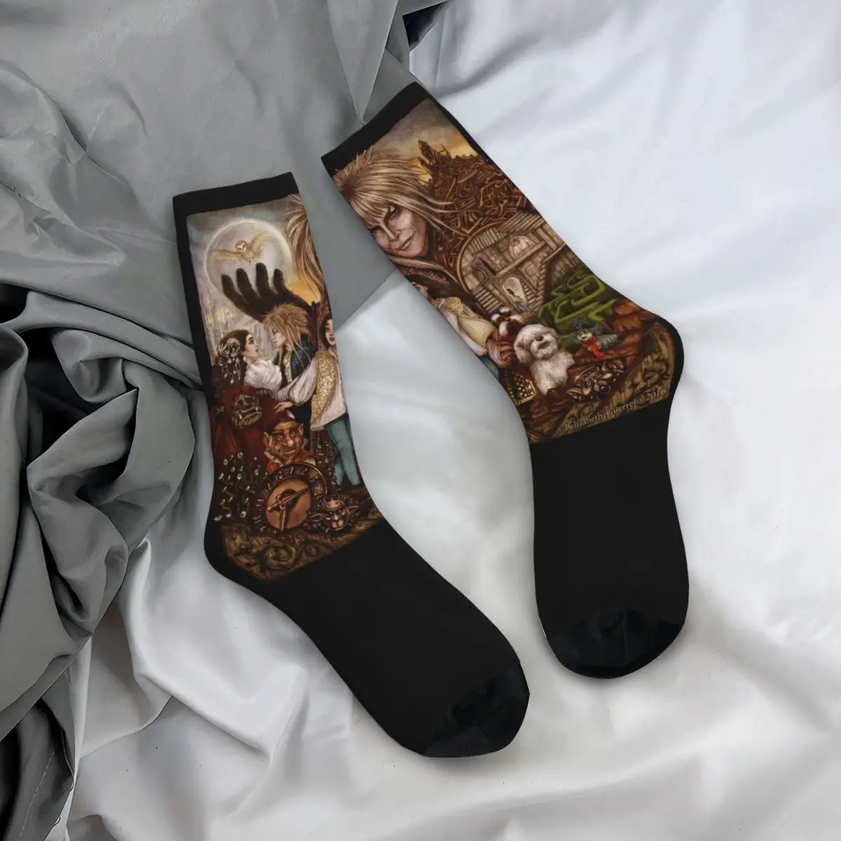chaussettes de basket ball unisexes colorées, chaussettes de labyrinthe, film de culte, davids bowies, non ald, automne, hiver, années 1980 chaussettes de basket ball unisexes colorées, chaussettes de labyrinthe, film de culte, davids bowies, non ald, automne, hiver, années 1980