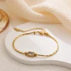 vintage hiphop 18k plaqué or carré cristal bange bracelet pour femmes en acier inoxydable étanche brillant zircon bracelets bijoux