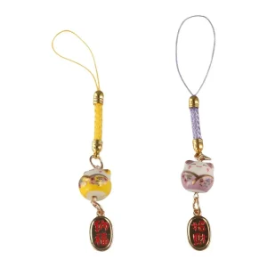 Mignon dessin animé Maneki Neko pendentif voiture porte-clés sac pendentif chat chanceux porte-clés bijoux à bricoler soi-même jouets téléphone sangle ornements Couple