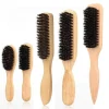 Brosse à cheveux en poils de sanglier pour chignon élégant en queue de cheval et lissage des poils de bébé, mèches, contrôle des bords, peignage et taquin