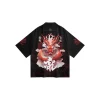 kimono traditionnel noir imprimé dragon pour homme, entremicardigan, cosplay, haori respzed, streetwear, samouraï, y cardigan
