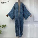 WINYI nouveau manteau faashion pour les femmes nouveau 2025 manteau ample automne creux denim long vers le bas manteau maillot de bain couvrir hiver kimono WINYI nouveau manteau faashion pour les femmes nouveau 2025 manteau ample automne creux denim long vers le bas manteau maillot de bain couvrir hiver kimono
