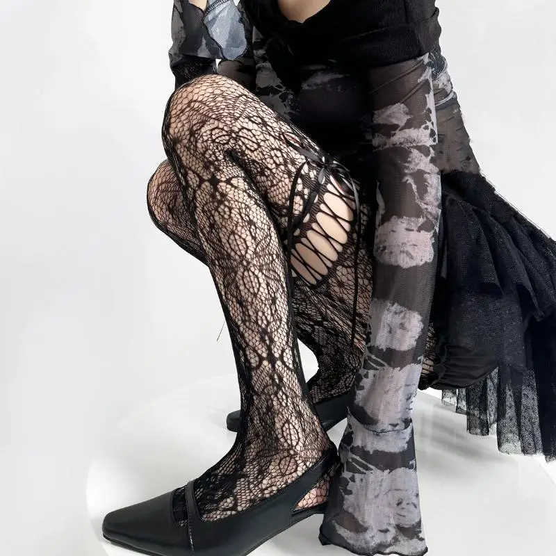 collants noirs et beiges pour femmes, bas en résille transparents, sexy, uniforme jk, sangle à nœud papillon, bas en dentelle collants noirs et beiges pour femmes, bas en résille transparents, sexy, uniforme jk, sangle à nœud papillon, bas en dentelle