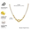 collier de perles d'imitation exquis pour femmes, rivets ovales, accessoires, colliers en acier inoxydable, bijoux cadeaux de couleur or