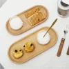 plateau d'isolation thermique rond en bois massif, assiette à dessert, assiette de fruits secs de style japonais, plateau à thé ovale, vaisselle de cuisine