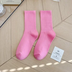 1 paire de chaussettes de sport à la mode japonaise pour femmes et filles, automne hiver, rouge, rose, chaussettes en coton pour hommes, marée de rue, bas coréens 34-41 1 paire de chaussettes de sport à la mode japonaise pour femmes et filles, automne hiver, rouge, rose, chaussettes en coton pour hommes, marée de rue, bas coréens 34-41