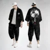 ensemble cardigan et pantalon kimono japonais grande taille 5xl 6xl, chemise imprimée démon pour hommes et femmes, costume de cosplay tradition yukata haori obi