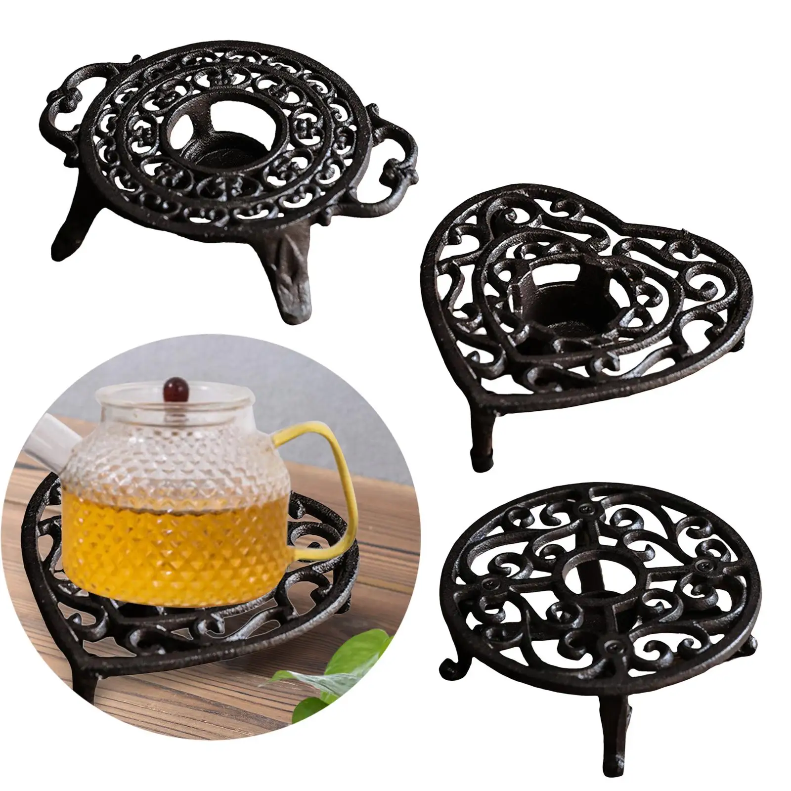 chauffe théière en fonte rustique, ornement décoratif avec bougeoir, plat en métal, standard, fête de mariage, bar, cour, cour chauffe théière en fonte rustique, ornement décoratif avec bougeoir, plat en métal, standard, fête de mariage, bar, cour, cour