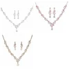 ensembles de bijoux de mariée en strass, doré brillant, exquis, esthétique, collier à breloques, boucles d'oreilles, fiançailles, mariage