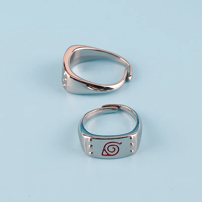 bague en métal, 2 pièces, anime japonais naruto konohagakure, cadeau bague en métal, 2 pièces, anime japonais naruto konohagakure, cadeau
