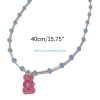 collier avec pendentif en perles, doux cool, petit ours mignon, chaîne collier couple, 573b