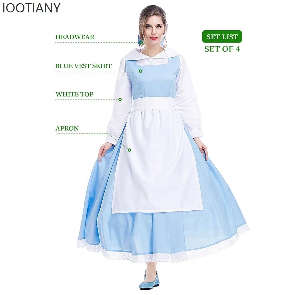costume de demoiselle d'honneur anime bleu et blanc pour femmes, déesse de jeu de rôle, costume doux et élégant, tenue de fête de carnaval pourim, robe pour femmes costume de demoiselle d'honneur anime bleu et blanc pour femmes, déesse de jeu de rôle, costume doux et élégant, tenue de fête de carnaval pourim, robe pour femmes
