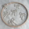 tulle brodé avec nœud floral et perles argentées, garniture en dentelle pour costumes de spectacle, accessoires pour robe à paillettes appliquées