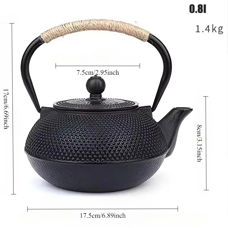 théière en fer faite à la main, bouilloire à thé de style japonais moulé antique pour l'eau bouillante, ensemble d'accessoires, poêle à charbon de bois, service de thé de cuisine théière en fer faite à la main, bouilloire à thé de style japonais moulé antique pour l'eau bouillante, ensemble d'accessoires, poêle à charbon de bois, service de thé de cuisine