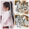 Élégant longue peinture à l'encre foulard en soie style minimaliste ruban ancien bandeau de cheveux foulard coiffure ruban bandeau dame