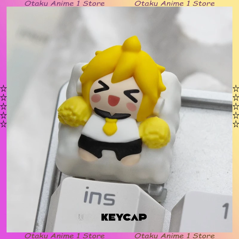 dessin animé hatsune miku 3d clavier décoration miku rin len keycap pour axe transversal clavier mécanique accessoires dessin animé hatsune miku 3d clavier décoration miku rin len keycap pour axe transversal clavier mécanique accessoires