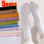 Chaussettes Japonaises en Coton à Rayures pour Femme, sulfet Mignonnes, Couleurs Unies, 5 Paires Chaussettes Japonaises en Coton à Rayures pour Femme, sulfet Mignonnes, Couleurs Unies, 5 Paires