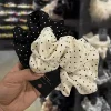 accessoires pour cheveux coréens à pois noirs et blancs haut de gamme, bandeau pour gros intestin, tempérament satiné, bandeau queue de cheval