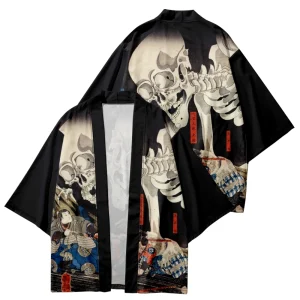 Kimono japonais noir pour homme, cardigan imprimé, été, plage, protection solaire, chemise rétro MiHaori Kimono japonais noir pour homme, cardigan imprimé, été, plage, protection solaire, chemise rétro MiHaori