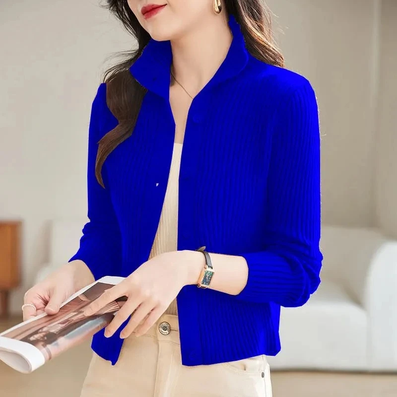 cardigan tricoté veste femmes vêtements printemps hiver 2025 nouveau style col mi haut survêtement pull femme décontracté dames hauts cardigan tricoté veste femmes vêtements printemps hiver 2025 nouveau style col mi haut survêtement pull femme décontracté dames hauts