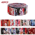 Rouleau de gelée japonaise, 40 pièces, bandes de tissu en coton, matériau matelassé, tissu artisanal, Patchwork, couture de poupées, sac, tissu de couture
