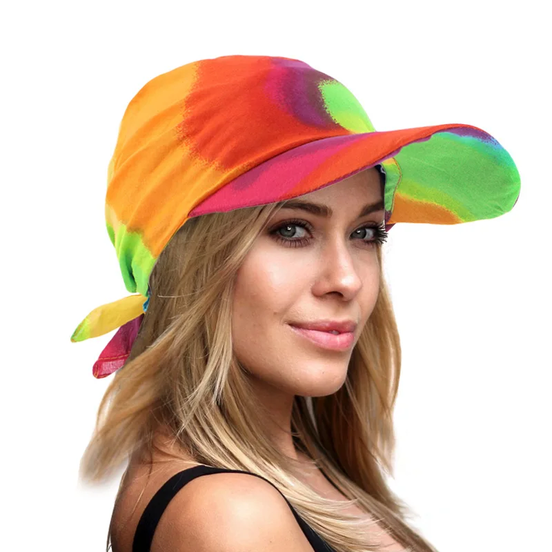 Femmes foulard visière chapeau avec bandeau imprimé large bord chapeau de soleil été plage chapeaux de soleil Protection UV femme casquette de Baseball Femmes foulard visière chapeau avec bandeau imprimé large bord chapeau de soleil été plage chapeaux de soleil Protection UV femme casquette de Baseball