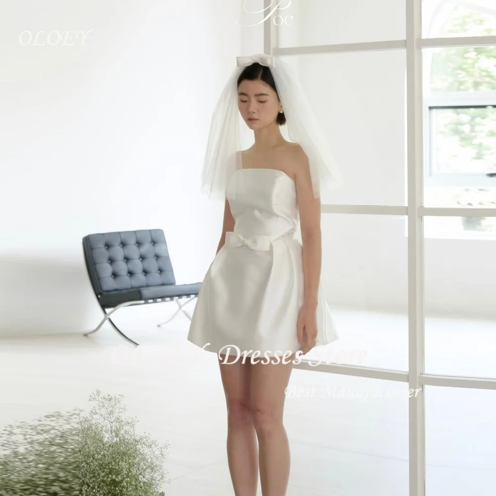 OLOEY – robe de soirée en Satin ivoire, Simple, pour séance Photo coréenne, sans bretelles, Mini longueur, fête formelle, séance Photo de mariage personnalisée OLOEY – robe de soirée en Satin ivoire, Simple, pour séance Photo coréenne, sans bretelles, Mini longueur, fête formelle, séance Photo de mariage personnalisée