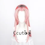 Perruque de Cosplay Haruno Sakura, cheveux synthétiques longs roses, perruque Anime avec couvre-chef rouge + bonnet de perruque gratuit Perruque de Cosplay Haruno Sakura, cheveux synthétiques longs roses, perruque Anime avec couvre-chef rouge + bonnet de perruque gratuit