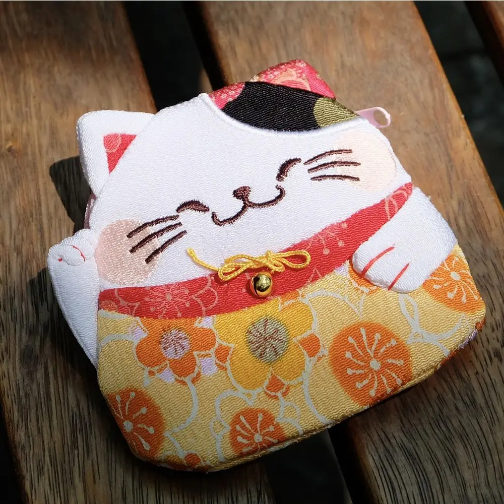 maneki neko – porte monnaie de style japonais, portefeuilles à fermeture éclair, pochette chat porte bonheur, sac de rangement, porte carte imprimé floral pour femmes maneki neko – porte monnaie de style japonais, portefeuilles à fermeture éclair, pochette chat porte bonheur, sac de rangement, porte carte imprimé floral pour femmes