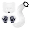 masque de queue de renard en fourrure pour femme, ensemble de gants, accessoires d'halloween, chien, anime, cosplay, login verine, fête en plein air, film, 303