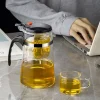 théière magique en verre avec infuseur, résistante à la chaleur avec poignée en bois, grande capacité, mathiation du thé
