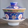 Bol à thé en céramique rétro coloré Jingdezhen, classique chinois, longévité Gaiwan, classique et moderne, tasse à thé de l&rsquo;après-midi pour la maison