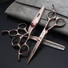 Ciseaux de coiffure professionnels japonais, coupe de cheveux plate, 6/7 pouces, 440C, sac cadeau gratuit, peigne Ciseaux de coiffure professionnels japonais, coupe de cheveux plate, 6/7 pouces, 440C, sac cadeau gratuit, peigne