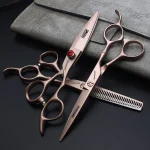 Ciseaux de coiffure professionnels japonais, coupe de cheveux plate, 6/7 pouces, 440C, sac cadeau gratuit, peigne